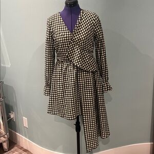 Nasty Gal Black and White Checkered Long Sleeve Dress